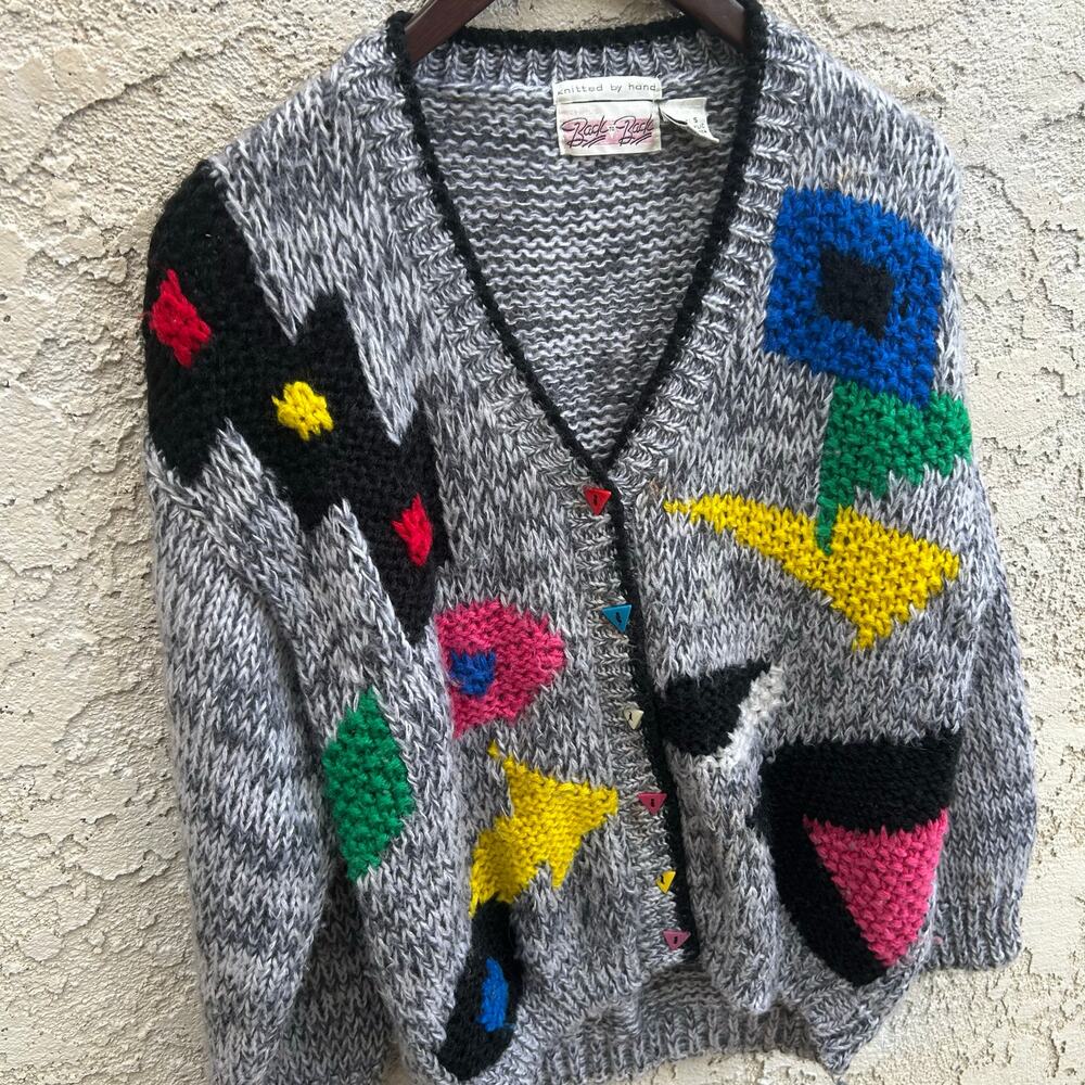 Vintage Back To Back Hand Knit Clowncore Cardigan Size Womens Small - Picture 4 of 4